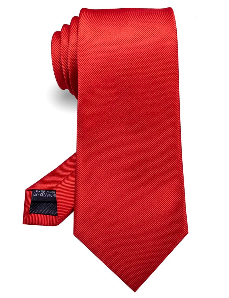 RBOCOTT Silk Red Tie Business Wedding Formal Necktie for Men (Red) - Image 1